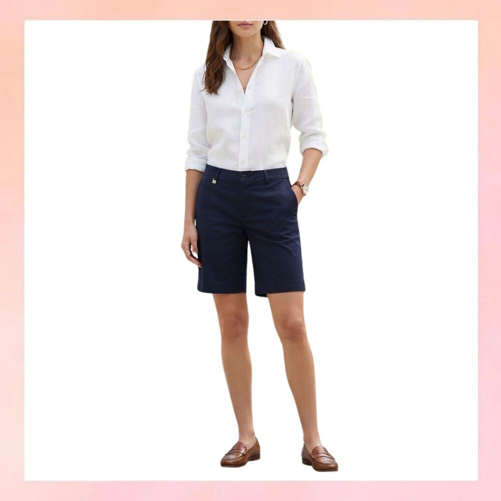 Lauren Ralph Lauren Navy Blue Tailored Bermuda Shorts Size 2
